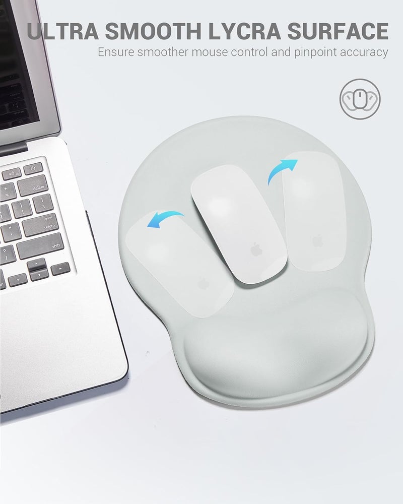 Laborio Ergonomic Mouse Pad Wrist Support, Comfortable Mouse Pad Wrist Rest, Relieve Wrist Pain Gel Mouse pad, Non-Slip Rubber Base Mousepad for Laptop, Computer, Prefect for Office(Light Gray - Image 5